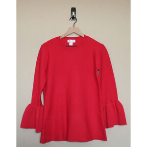 Rachel Parcell Sweater Tunic Scuba Knit Bell Sleeve Red Womens Size XL